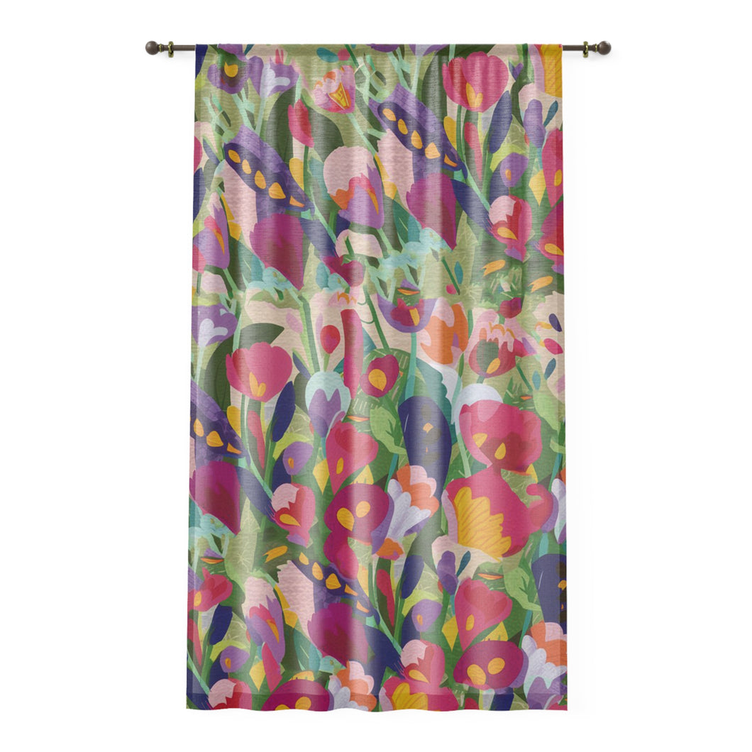Floral Print Window Curtain