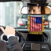 Load image into Gallery viewer, A&amp;S Fringy Car Rearview Mirror Hanging USA Flag
