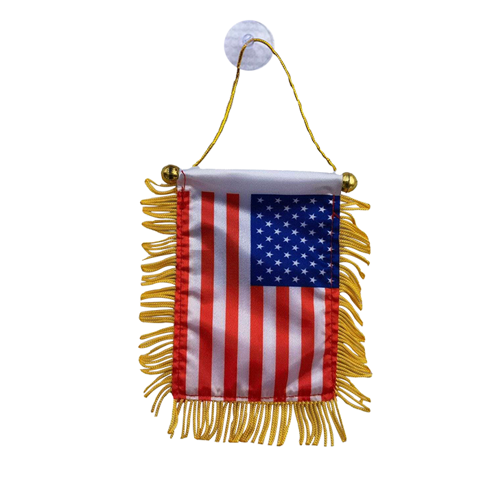 A&S Fringy Car Rearview Mirror Hanging USA Flag